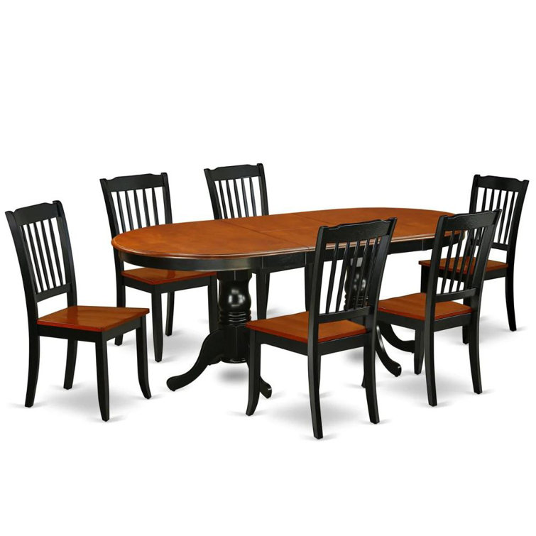 Bourgoin 7 piece drop discount leaf solid wood dining set